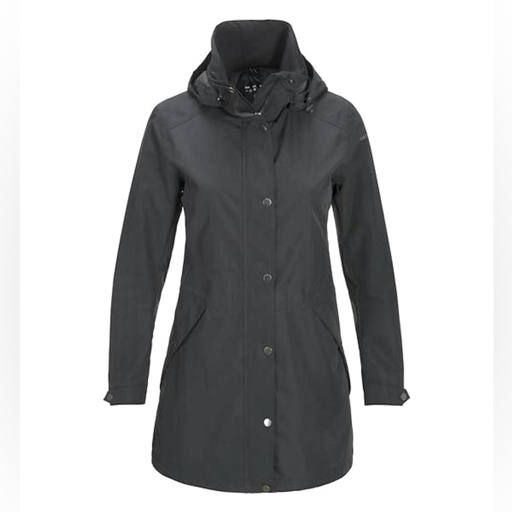 Peak Performance Leslie Black Hooded Rain Coat Jacket Size L